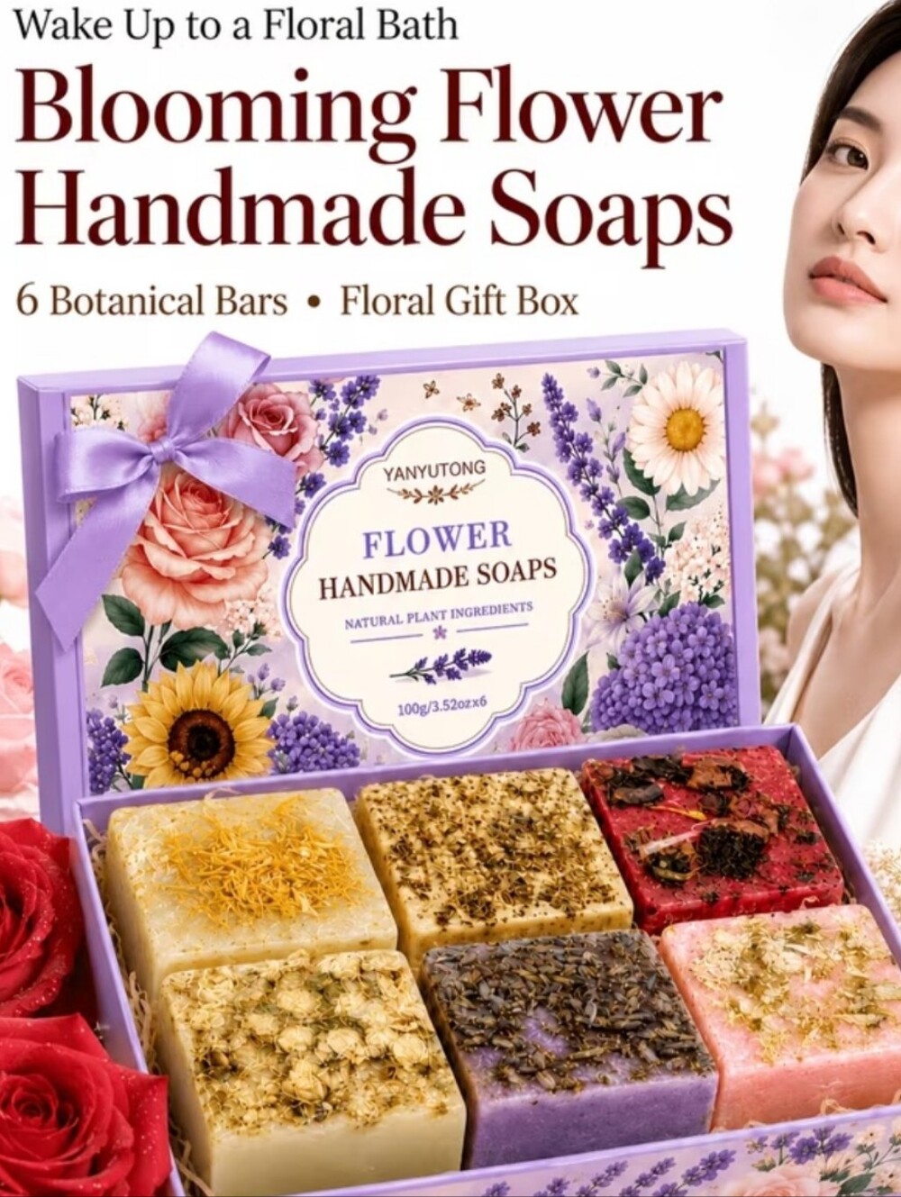 Blooming Flower Handmade Soaps Giftbox. NWT.